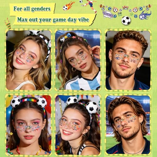 World Cup 2026 Soccer Temporary Face Tattoos, 10 Designs Waterproof