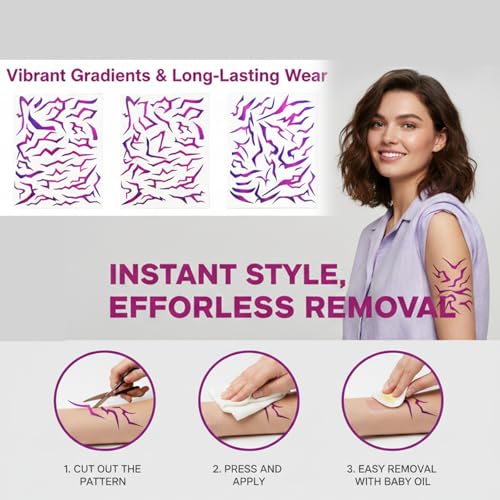 K-pop Temporary Tattoos - 9 Sheet Neon Blue UV Activated