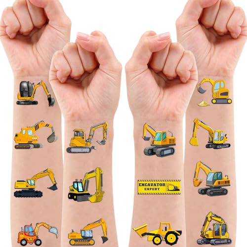 100 PCS Excavator Temporary Tattoos for Kids