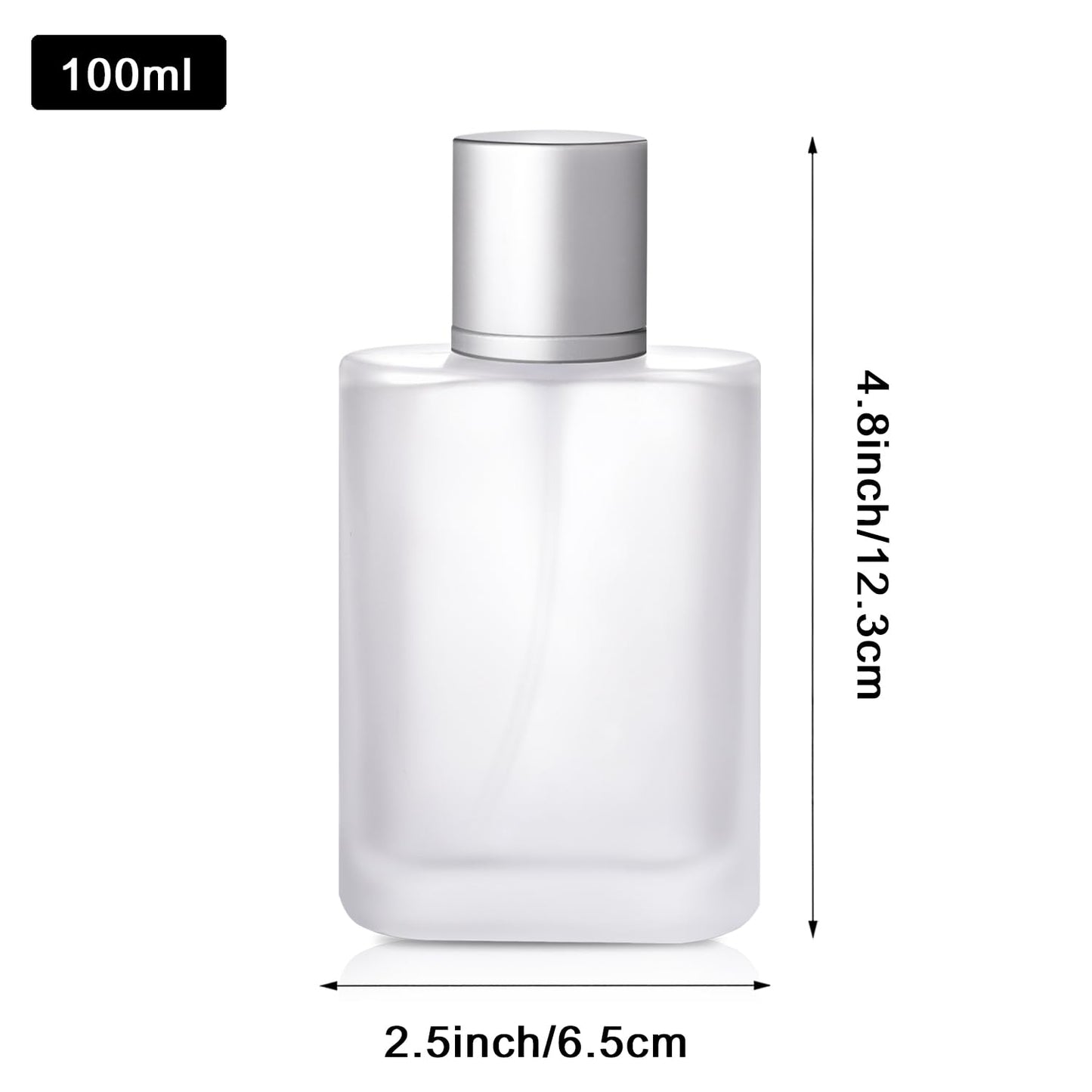 Yerpkefey 100ml/3.4 Oz Frosted Glass Spray Bottle Perfume Atomizer,Refillable Perfume Spray Bottle Perfume Bottles Empty with 3 Kinds of Perfume Dispenser (Frosted Glass 100ml)