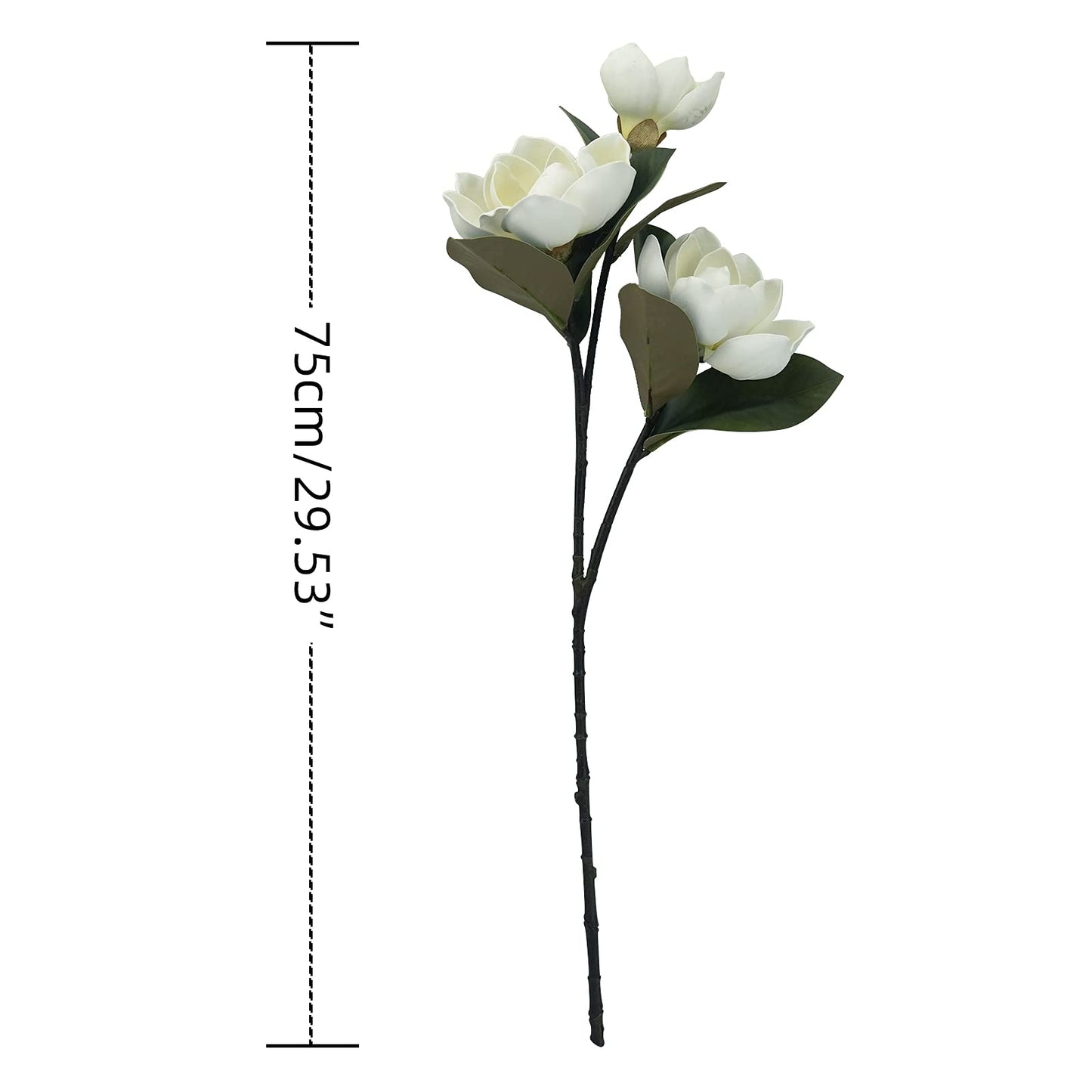 MINYULUA 3Pcs Artificial Magnolia Flowers, 29.5" Long White Magnolia Stem Flower, Faux Wedding Flower Bouquet Vase Floral Arrangement for Table Centerpiece Wedding Holidays Party Home Decor