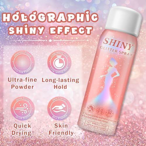 Holographic Glitter Spray for Hair & Body - Long-Lasting Shine