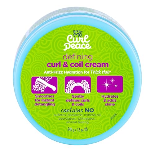 Just For Me Curl Peace Defining Curl & Coil Cream - Hydrating Hair Styling for Kids, 12 oz