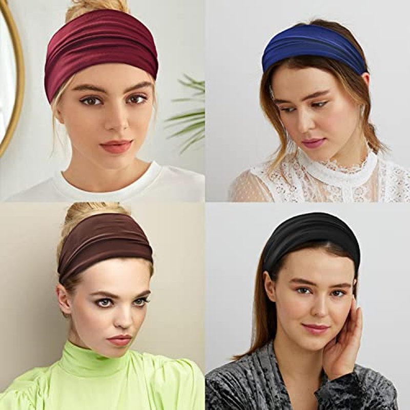 12 Pack Non-Slip Wide Headbands for Women - Soft Elastic Hair Bands