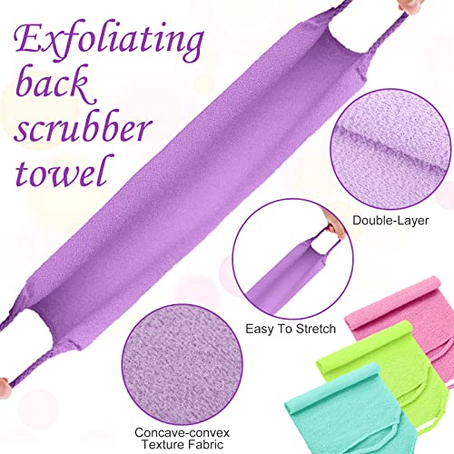 Moukeren Back Scrubber with Handles 4 Pack – Exfoliating Washcloth