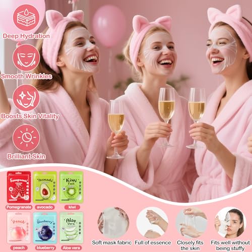 132 PCS Spa Party Supplies, Spa Party Favors Include Face Masks Skincare, Hand Cream, Lip Balm, Under Eye Patches, Lip Mask and Foot Bath Bombs, Spa Birthday Sleepover Party Supplies