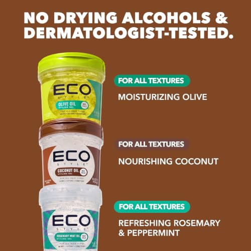Eco Style Coconut Oil Styling Gel 8 oz - Weightless, Moisturizing, Superior Hold