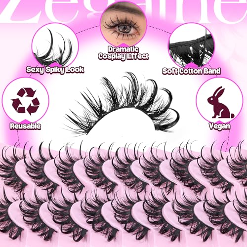 Manga Cat Eye False Eyelashes D-Curly Dramatic 12-20MM 9 Pairs