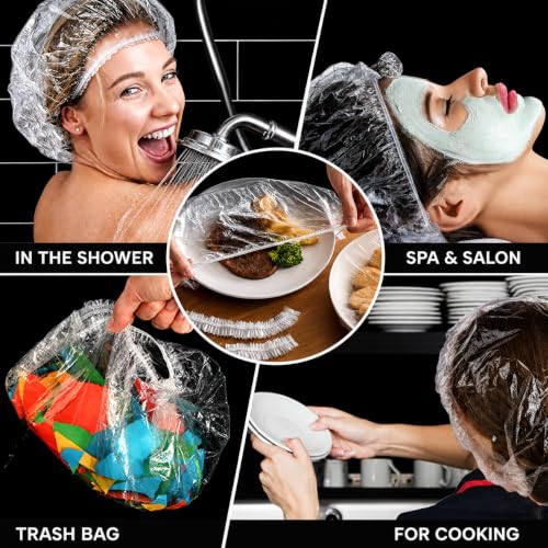 Large Disposable Shower Caps - Thick Waterproof Hair Cover 30 Pack - Clear - Variations of THIS listing