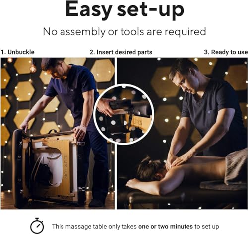 Black Portable Foldable Massage Table with Carrying Case, Adjustable Height, 72"