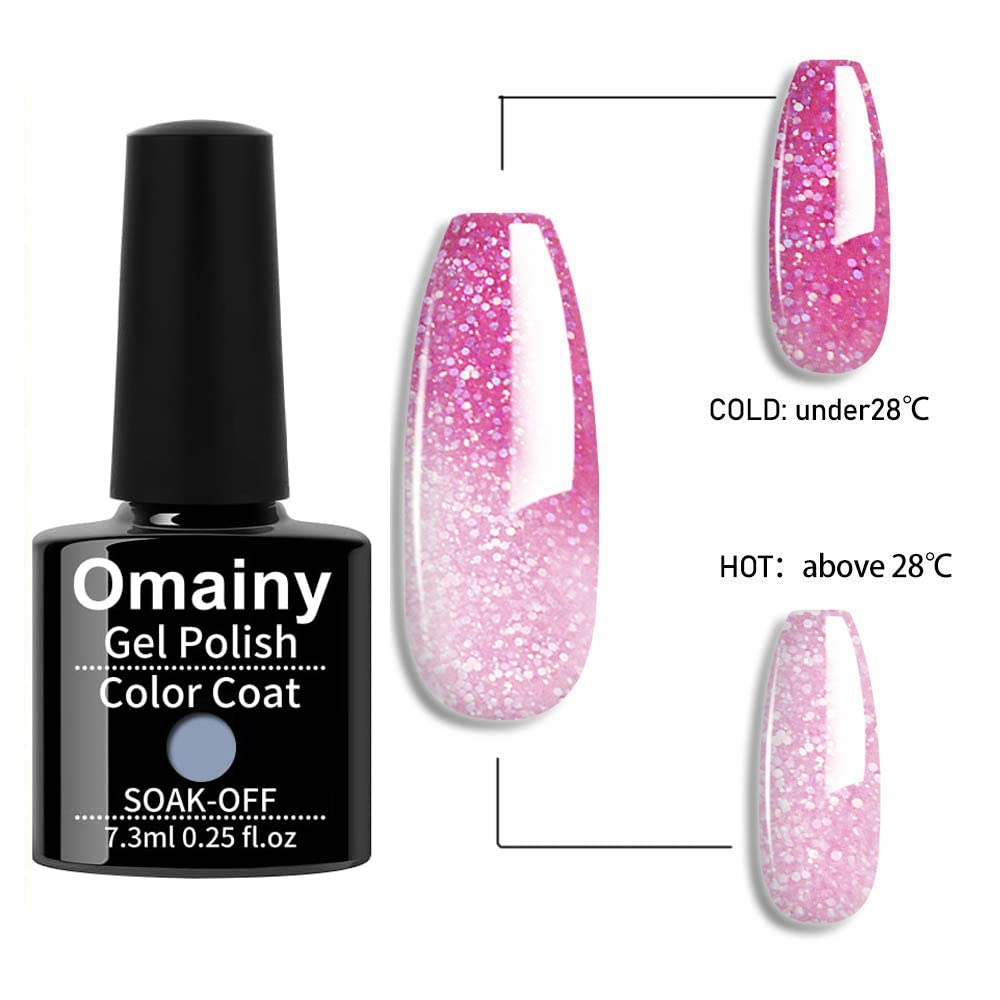 Omainy Gel Nail Polish Set -Color Changing Gel Nail Polish Set Purple Blue Pink Black Color Changing Gel Polish Soak Off UV LED Thermal Temperature Art (4003)