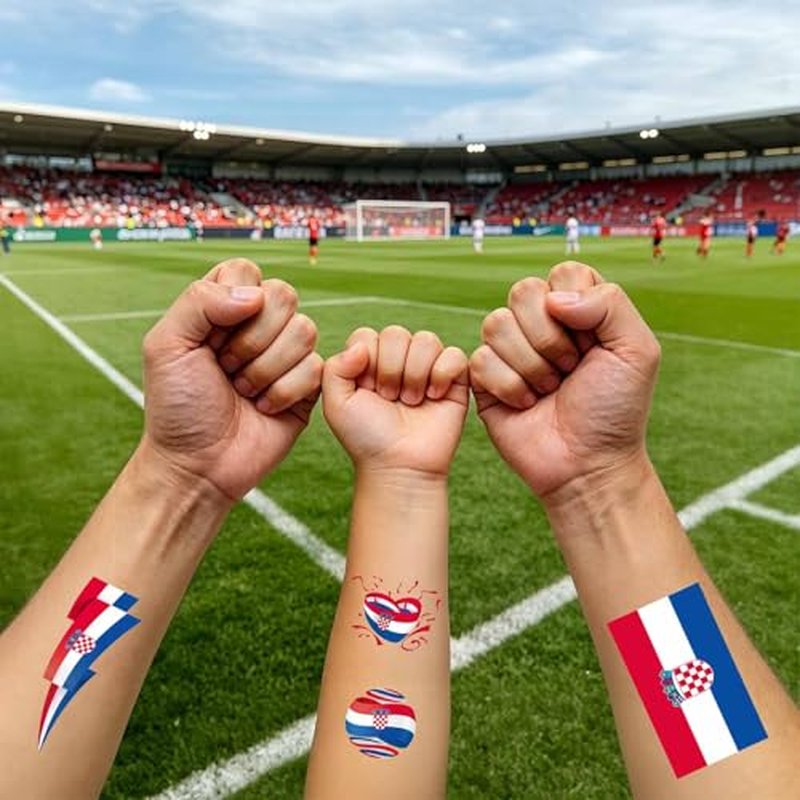 40 Pcs World Flag Temporary Tattoos Set, Waterproof