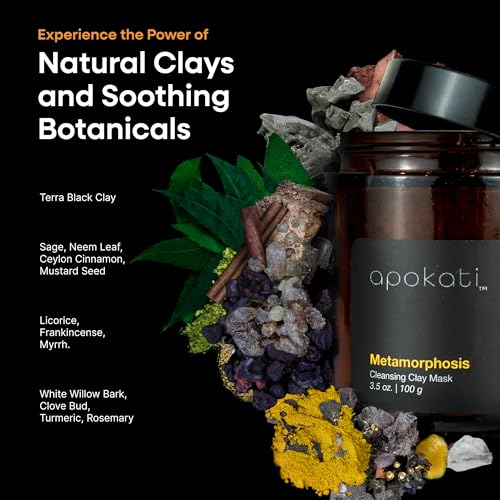 Metamorphosis Cleansing Clay Mask with Organic Herbs, Natural Resins, and Mineral-Rich Formula, Suitable for Sensitive Skin, 3.5oz (100g)