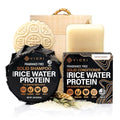 Viori Native Essence Shampoo and Conditioner Bar Set and Bamboo Holder - Made with Rice Water for Hair Growth - Handcrafted Sulfate Free Shampoo and Conditioner