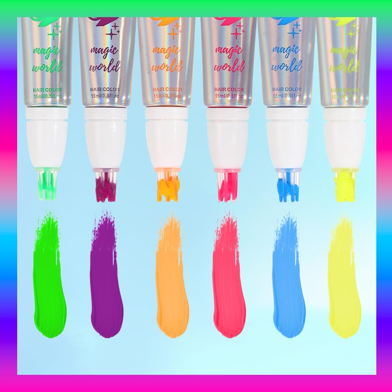 YIBABY UV Neon Temporary Hair Dye Set - Glow in the Dark Gel (3 PCS)
