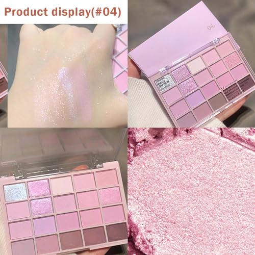 20 Nude Brown Pink Matte Shimmer Eyeshadow Palette for Eye Makeup,High Pigmented Beige Purple Tan Eye Shadow Primers Powder Palet de sombras de ojos (04# Light Lavender)