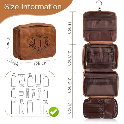 Personalized 3-in-1 Mens Toiletry Bag Groomsmen Gifts Best Man Proposal Gifts Bachelor Party Favor, PU Leather Waterproof Shaving Bag for Toiletries Travel Essential Accessories Light Brown B