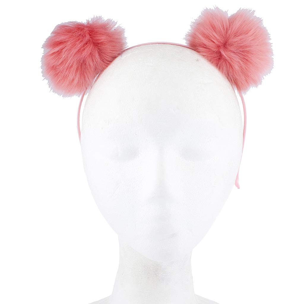 LUX ACCESSORIES Tie Dye Faux Fur Pom Ball Cat Panda Costume Puff Ear Headband