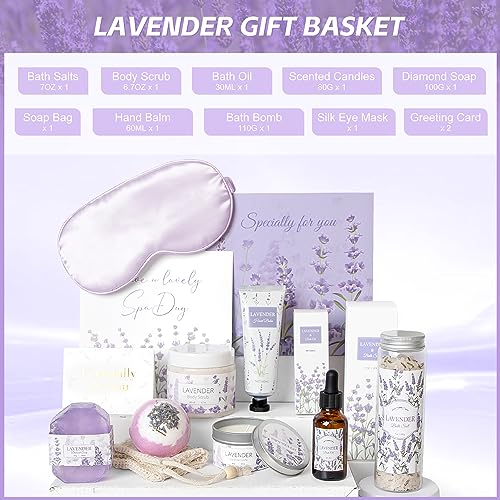 Lavender Spa Gift Set - 11 Piece Bath & Body Care Kit for Women