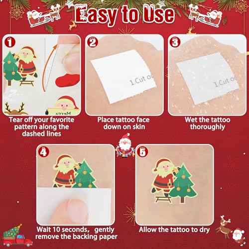 150PCS Luminous Christmas Tattoos for Kids, Christmas Accessories, 150 Kinds of Glow in the Dark Xmas Temporary Tattoos, Stocking Stuff Xmas Supplies for Kids, Xmas Goodie Bag Candy