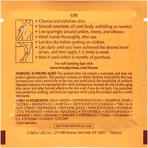 L'Oreal Paris Sublime Bronze Self-Tanning Towelettes, 6 Count