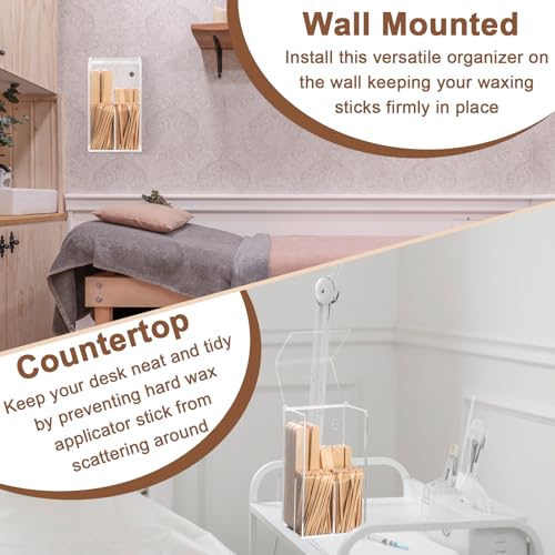 300 PCS 4 Style Waxing Sticks Wooden with Acrylic Organizer Assorted Wax Applicator Sticks Small Medium Large Popsicle Sticks Bulk Craft Sticks Jumbo for Body Legs Face WoodCraft Tongue Depressor