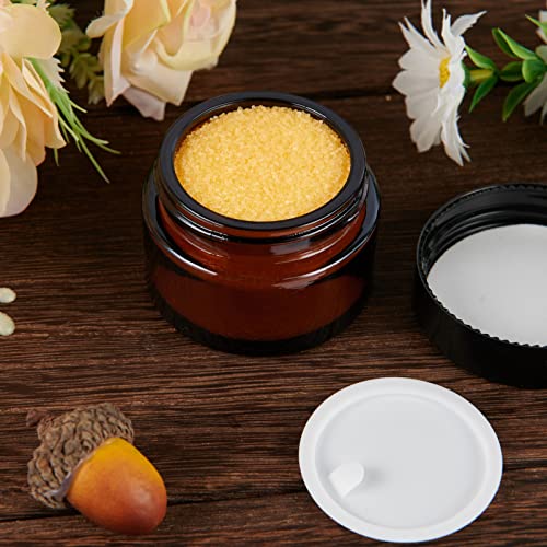 Hoa Kinh 1oz Amber Glass Jars with Lids - 30 Pack Cosmetic Containers