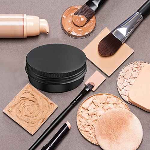 40 Pcs 1 Ounce Aluminum Tin Jars Containers Leak Proof Cosmetic Tin Jars Containers Round Screw Lids for Cosmetic, Salves, Balms, Lip Balm or Others, 30mL Black