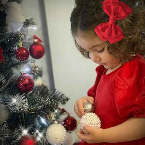 4.5 Inches Double Hair Bows for Women Girls Thick Ribbon Boutique Alligator Clips Hair Accessories for Older Kids Children Young Girls 2 Pcs (Red)