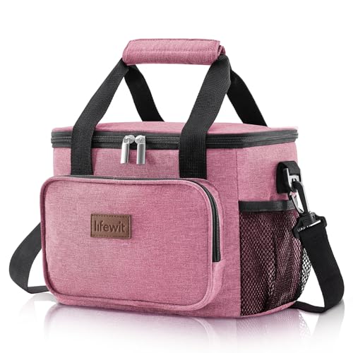 Lifewit Medium Lunch Bag Insulated Lunch Box Soft Cooler Cooling Tote for Adult Men Women, Pink 12-Can (8.5L)