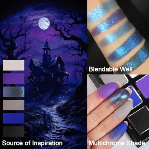 Afflano Goth Eyeshadow Palette - Purple Blue 6 Shades