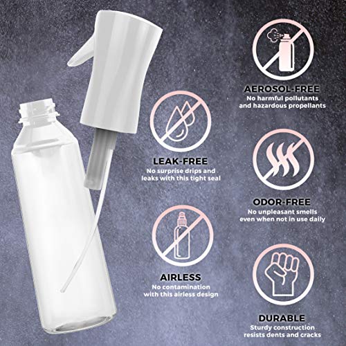 Alpree Clear 10.1oz Multi-Purpose Continuous Water Spray Bottle for Hair, Pets, Plants & Cleaning