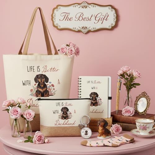 Sadnyy 6pcs Gifts for Women Unique Gift Set with Novelty Socks Makeup Bag Keychain Notebook Tote Bag and Pen Birthday Gifts