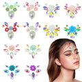 12Pcs Face Gems Stickers, Face Jewels with Diamond, Rhinestones Pearl Spring Flowers Forehead Sticker for Women Girls Decoration Festival Party Self-Adhesive DIY Body Art Decals