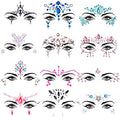 SIQUK 12 Set Mermaid Face Gems Rhinestone Tattoo Stickers