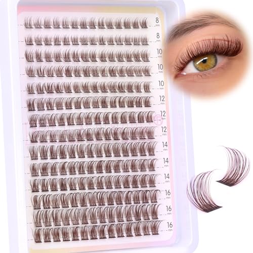 Brown Wispy Lash Clusters - 196pcs D-Curly DIY Eyelash Extensions