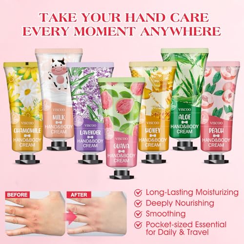 VISCOO 7 Pack Hand Cream Gift Set for Women, Travel Size