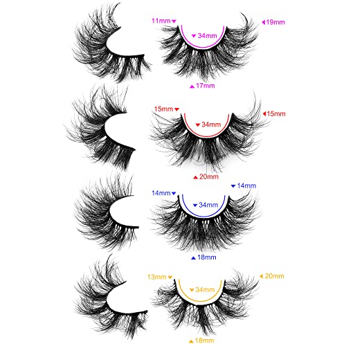 Newcally Lashes Mink False Eyelashes 20MM Long Dramatic Fake Eye Lashes 5D Wispy Eyelashes Russian Strip Lashes Multipack 20 Pairs