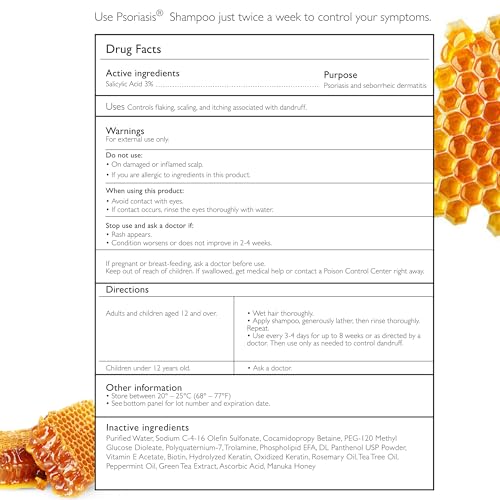 Shailee Psoriasis Shampoo for Eczema & Folliculitis - Manuka Honey 6.76 fl oz
