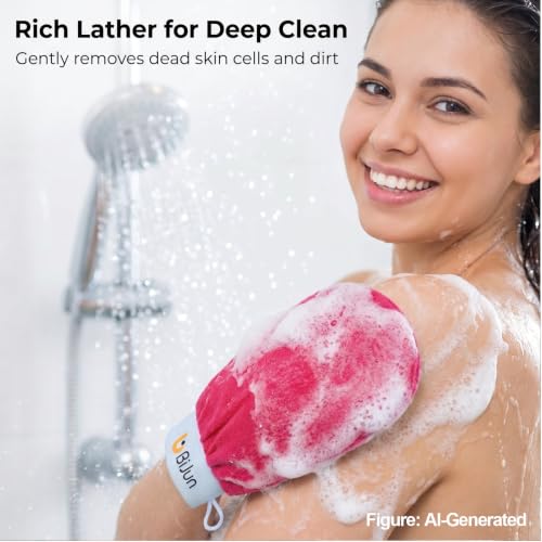 BiJun Exfoliating Gloves - Moroccan Kessa Scrub Mitt for Body
