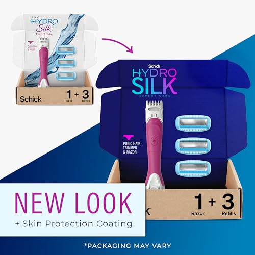 Schick Hydro Silk Dermaplaning Wand with 6 Blades & TrimStyle Razor with Bikini Trimmer, 5 Blades, 3 Refills