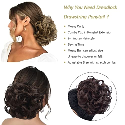 KGBFASS Messy Bun Hair Piece Curly Scrunchie Chignon Hairpiece Wavy Updo Bun Extension Combs in on Ponytail for Women(24#)