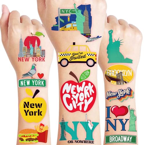 96 PCS NYC Temporary Tattoos for Kids - Pre-Cut