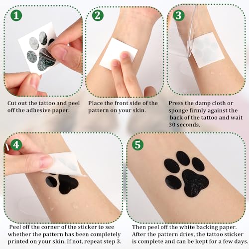 Dog Paw Glitter Temporary Tattoos, 40 Sheets 320pcs