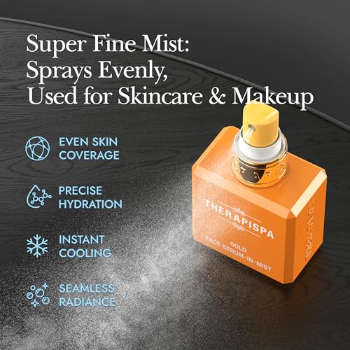 THERAPISPA Face Serum-In-Mist ? Hydrating Face Mist & Spray Serum with Niacinamide, Panthenol & Hyaluronic Acid for Firming, Radiant Glow & Youthful Skin (Gold, 2.0 fl oz)