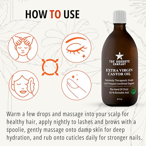 Organic Cold-Pressed Castor Oil, 8.5 oz - USDA Certified