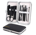 Keiby Citom Travel Manicure Set – 10pc Stainless Steel Nail Clippers & Pedicure Kit in Black
