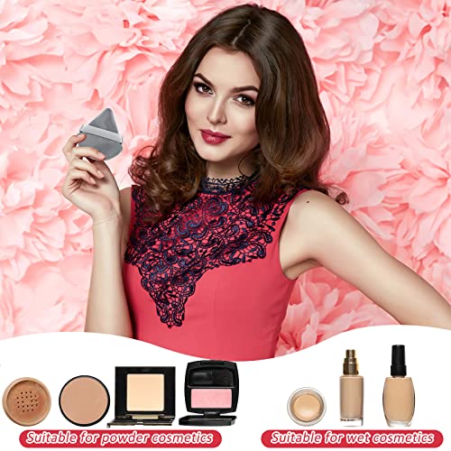 Meanplan 90 Pcs Powder Puff Face Soft Triangle Makeup Puff Sponges Setting with Strap Makeup Blenders and Sponges Cosmetic Foundation Make up Tool for Loose Body(Black, White, Gray)