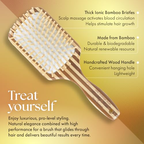 Olivia Garden Healthy Hair Eco-Friendly Bamboo Ionic Massage Hair Brush HH-4 (Paddle Large)