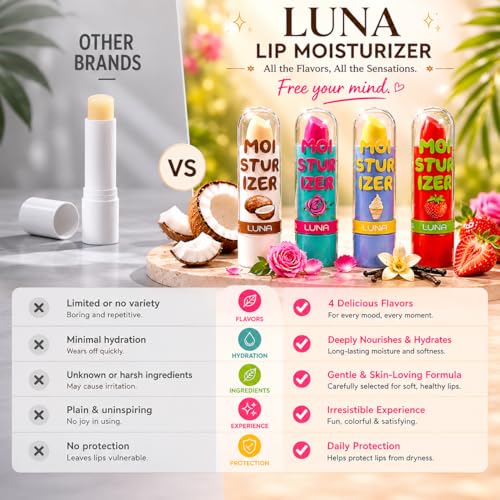 Luna Lip Balm 4-Pack – Moisturizing Lip Care for Dry Lips